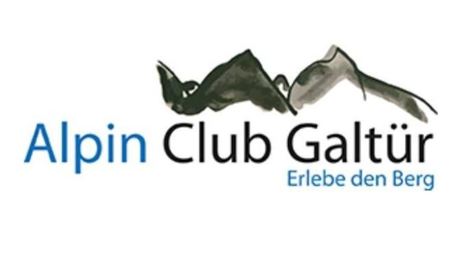 Logo of the Alpin Club Galtür, with the slogan "Experience the Mountain". It features a stylized mountain landscape in soft colors.