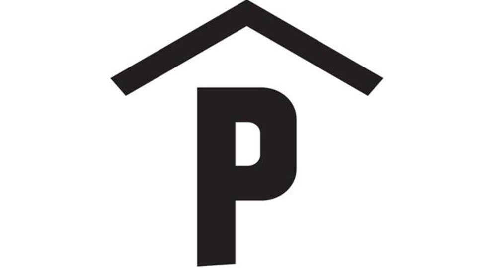 A simple logo with a stylized roof and the letter P below. It symbolizes a parking space or accommodation.